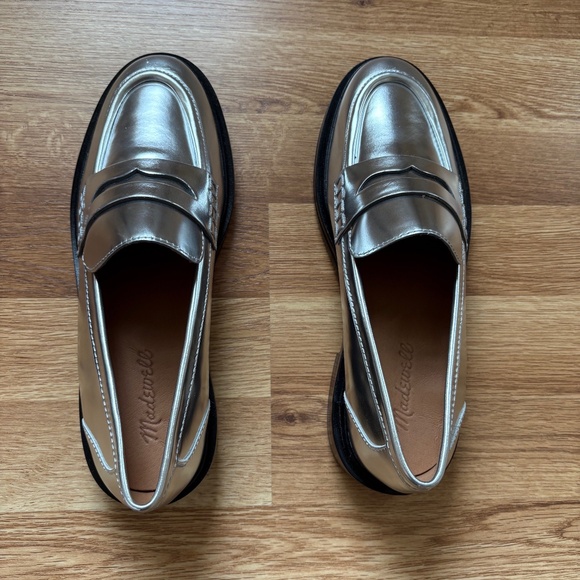 Madewell Women’s Vernon Shiny Silver Specchio Leather Loafers - Picture 11 of 14